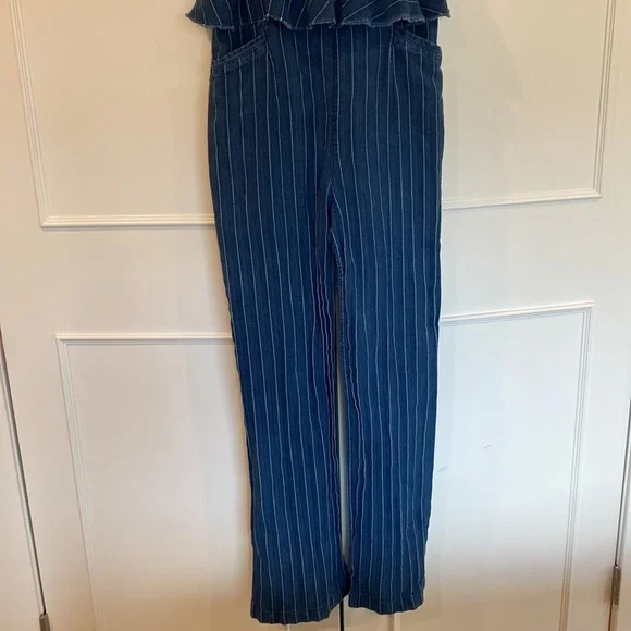 Anthropologie Ett:twa Peplum Striped Denim Jumpsuit Size Small - Picture 6 of 15